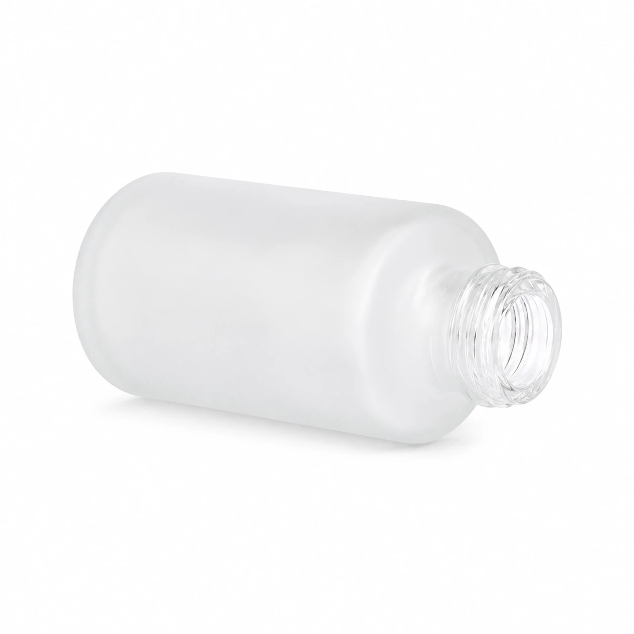 1OZ Frost Empty Foundation Bottle with Lotion Pump 4 1oz Frost Flat Shouler Bottle