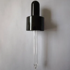 22/415 ABS & Alumite Dropper Cap with Nitrile Bulb & Ball Tip | 0.35ml Straight Pipette for Premium Serum & Cosmetic Bottles