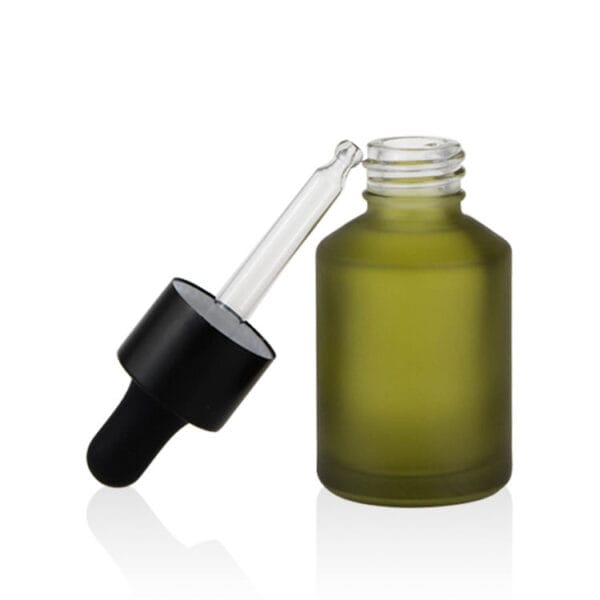 50ml Frosted Olive Green Glass Dropper Bottle 22/415 | Sloping Shoulder Design for Luxury Serums, Face Oils & Premium Cosmetics 7 50ml Frosted Olive Green Glass Dropper Bottle 22/415 | Sloping Shoulder Design for Luxury Serums, Face Oils & Premium Cosmetics
