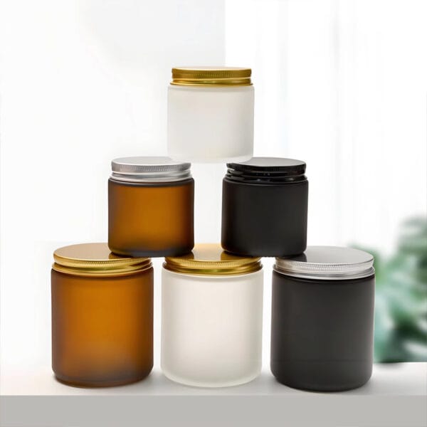 4oz Frosted Amber Candle Jars with Lid 9 4oz Frosted Amber Candle Jars with Lid