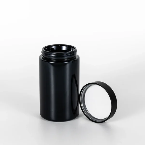 10OZ Straight Childproof Glass Jar Black--57mm 6 10OZ Straight Childproof Glass Jar Black--57mm