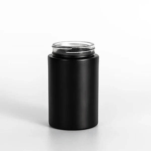 5OZ Straight Childproof Glass Jar Matt Black -53mm 7 5OZ Straight Childproof Glass Jar Matt Black -53mm