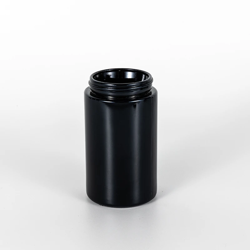 10OZ Straight Childproof Glass Jar Black--57mm 2 10OZ Straight Childproof Glass Jar Black--57mm - Image 2