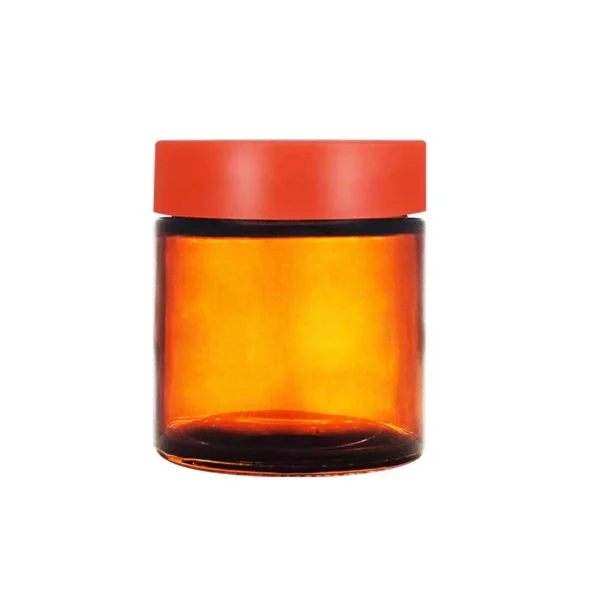 8OZ Straight Amber Glass Jar with Childproof Lid