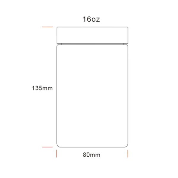 16OZ Straight Clear Glass Jar with Childproof Lid 9 16OZ Straight Clear Glass Jar with Childproof Lid