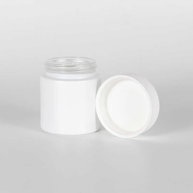 4OZ Straight Childproof Glass Jar Opal White 3 4OZ Straight Childproof Glass Jar Opal White - Image 3