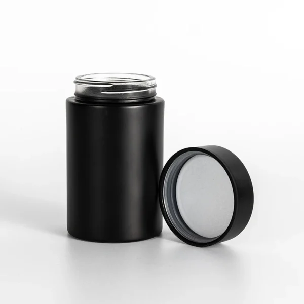 5OZ Straight Childproof Glass Jar Matt Black -53mm 6 5OZ Straight Childproof Glass Jar Matt Black -53mm