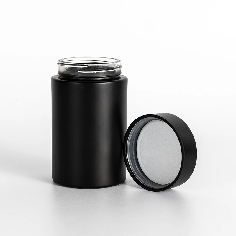 5OZ Straight Childproof Glass Jar Matt Black -53mm 2 5OZ Straight Childproof Glass Jar Matt Black -53mm - Image 2