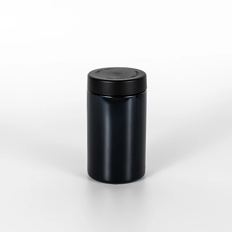 10OZ Straight Childproof Glass Jar Black--57mm 1 10OZ Straight Childproof Glass Jar Black--57mm