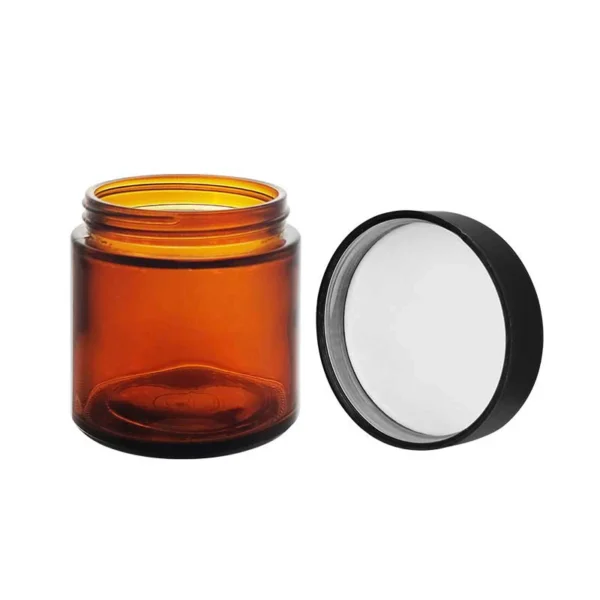 8OZ Straight Amber Glass Jar with Childproof Lid