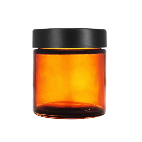 8OZ Straight Amber Glass Jar with Childproof Lid