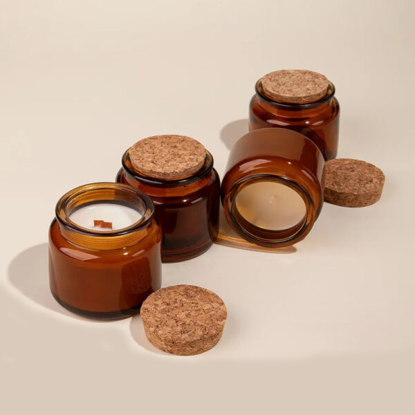 3 oz Recycled Luxury Apothecary Glass Candle Container with Wooden Cork 5 3 oz Recycled Luxury Apothecary Glass Candle Container with Wooden Cork