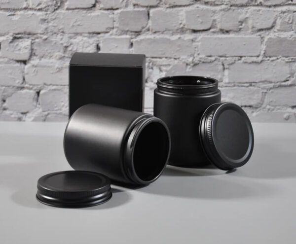 8oz Wide Mouth Matte Black Glass Jars-70-400 Neck 9 8oz Wide Mouth Matte Black Glass Jars-70-400 Neck
