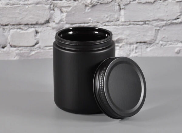 8oz Wide Mouth Matte Black Glass Jars-70-400 Neck 7 8oz Wide Mouth Matte Black Glass Jars-70-400 Neck