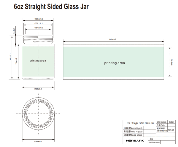6 oz Wide Mouth 63-400 Continuous Thread Straight Sided Jar-Clear 8 6 oz Wide Mouth 63-400 Continuous Thread Straight Sided Jar-Clear