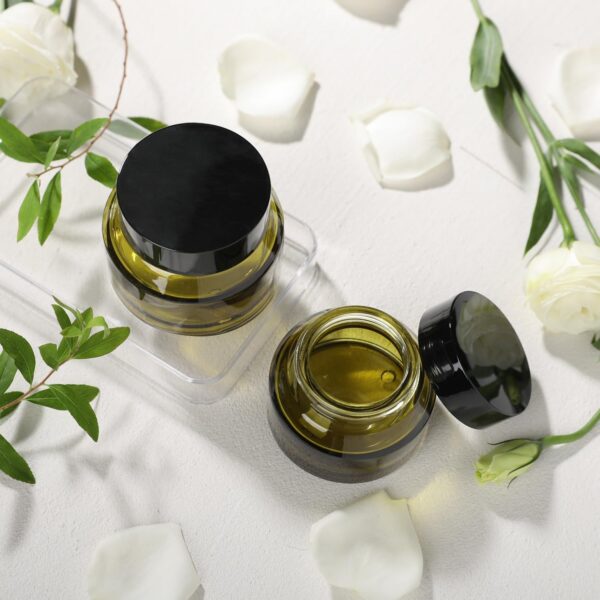 50g Olive Green Glass Cosmetic Container for Skincare 8 50g Olive Green Glass Cosmetic Container for Skincare