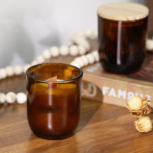 10oz 300ml rounded bottom Transparent Amber glass candle container 8 10oz 300ml rounded bottom Transparent Amber glass candle container