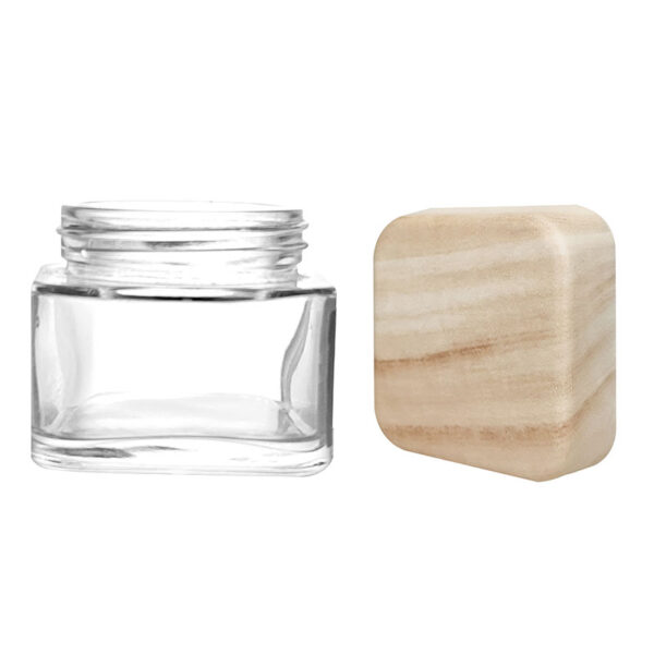 3oz 4oz Clear Child Resistant Square Glass Jars with Caps