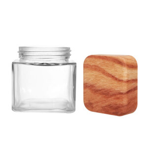 3oz 4oz Clear Child Resistant Square Glass Jars with Caps