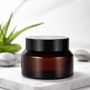 Custom Amber 50g Cream Skincare Packaging Cosmetic Jar with Black Screw Cap