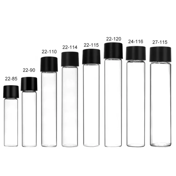 Custom Design 22*115 mm Clear Glass Tube with Child Resistant Cap 12 Custom Design 22*115 mm Clear Glass Tube with Child Resistant Cap