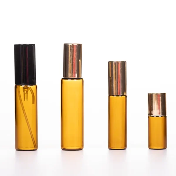 3 ml Amber Glass Roller Bottles with Lid 10 3 ml Amber Glass Roller Bottles with Lid