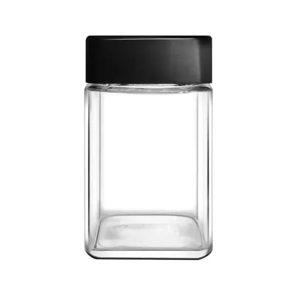 Square Clear 4oz Glass Marijuana Jar With Black Child Resistant Cap 6 Square Clear 4oz Glass Marijuana Jar With Black Child Resistant Cap
