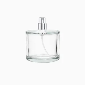 Classic Cylinder: Clear High-Clarity Glass Perfume Bottle - 100ml Round Fragrance Container with Silver Fine Mist Sprayer