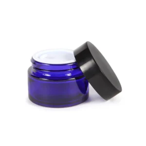Cosmetic Packaging Bottle 30g Blue Face Cream Glass Jar with Black Lid
