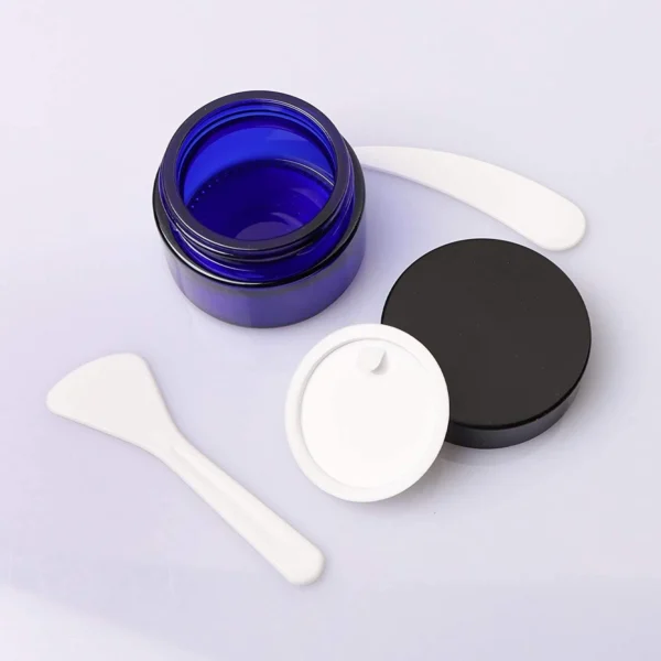 Cosmetic Packaging Bottle 30g Blue Face Cream Glass Jar with Black Lid 6 Cosmetic Packaging Bottle 30g Blue Face Cream Glass Jar with Black Lid