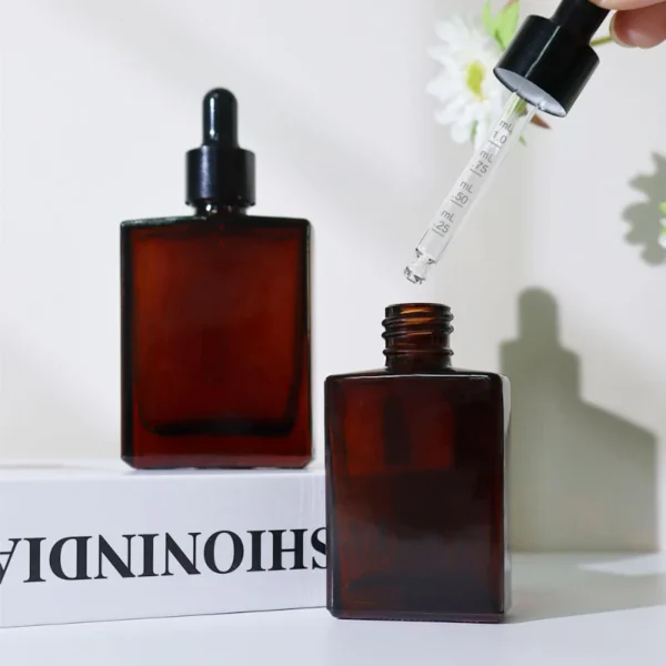 Amber 50 ml Square Essential Oil Glass Bottle with Dropper 5 Amber 50 ml Square Essential Oil Glass Bottle with Dropper