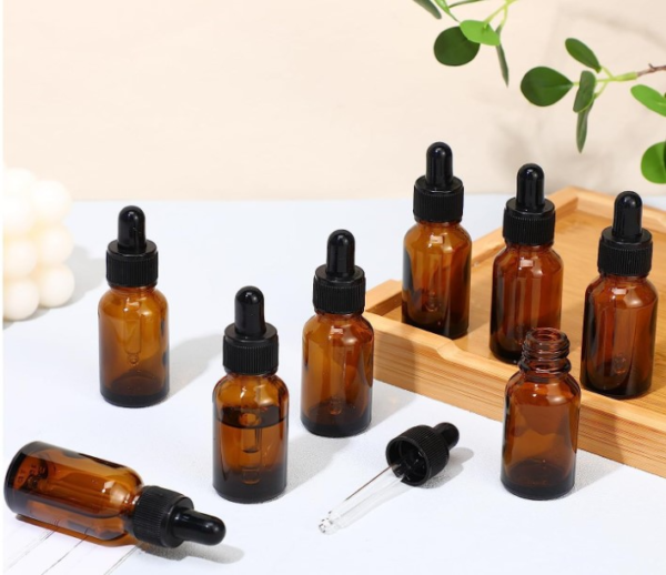 15ml Amber Glass Round Bottles with Black Bulb Glass Dropper 6 15ml Amber Glass Round Bottles with Black Bulb Glass Dropper