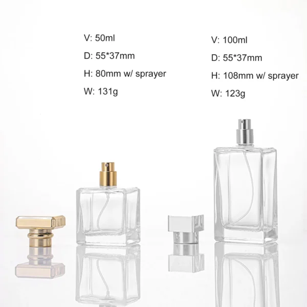 50ml 100ml High Clarity Luxury Glass Perfume Bottles with Metal Cap & Gift Box | Custom Fragrance Packaging Wholesale