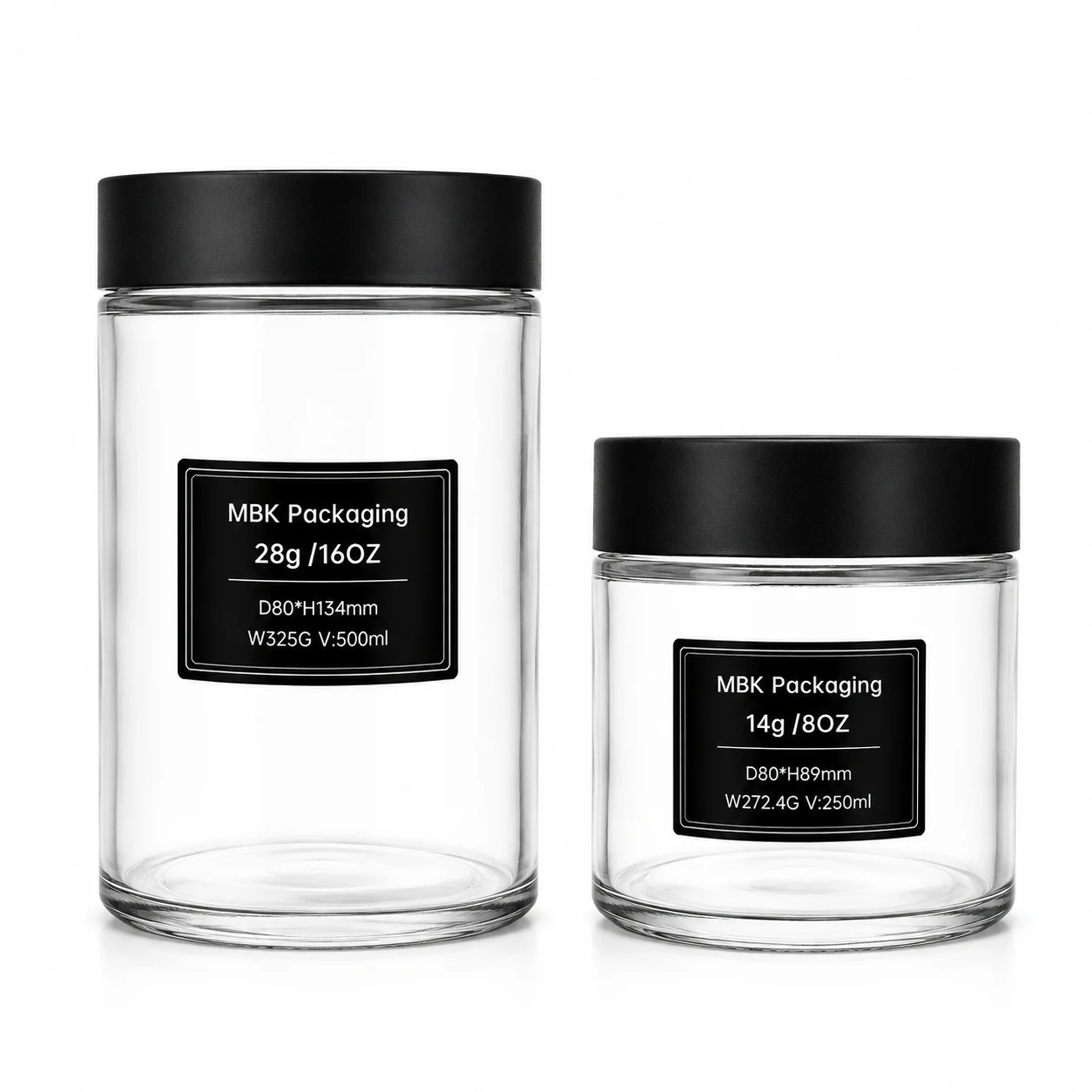 8oz Cannabis Glass Jar with childproof lid 3 16OZ CR Glass Jar