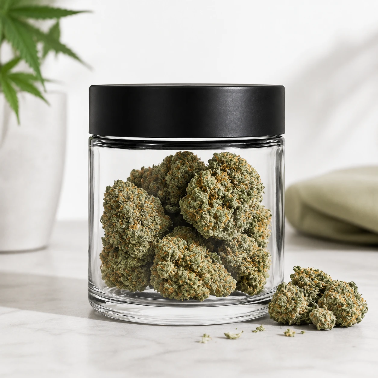 8oz Cannabis Glass Jar with childproof lid 4 8OZ Dry Flower Jar